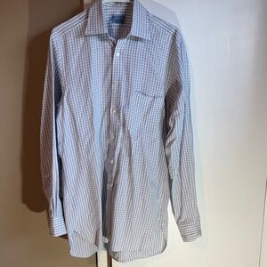 Hilditch & Key Men’s Dress Shirt – 15½ Neck – Blue, White & Gray Checkered